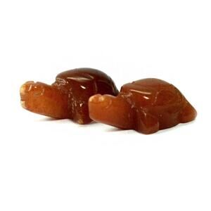 Natural Honey Jade Turtle Carvings 2pc 27.53ct Burma Gemstone Figurines
